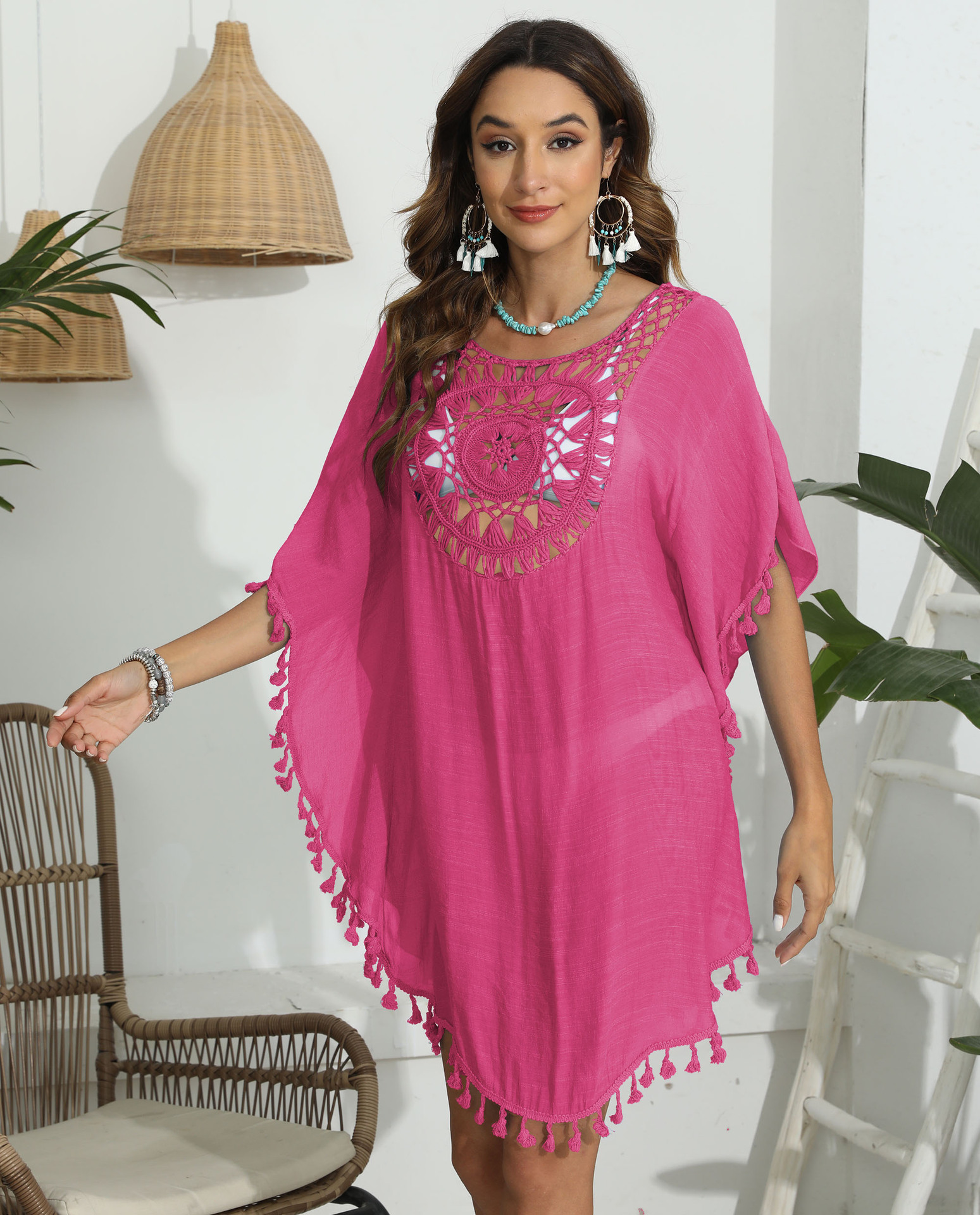 Womens Boho Beach Cover Up Casual Summer Swimsuit Kaftan